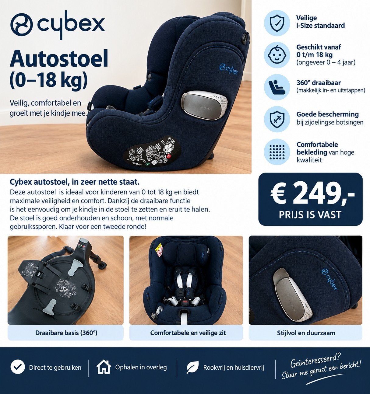 Cybex Autostoel met draaibare basis - Zeer nette staat, Ophalen of Verzenden