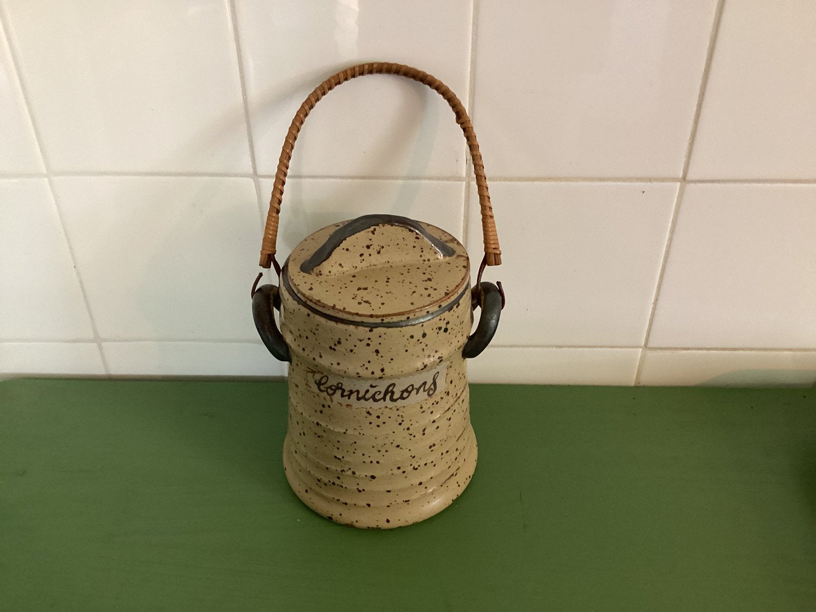 Retro Tafelzuur Gres Pot.voor b.v.augurken/uitjes/olijven., Ophalen of Verzenden