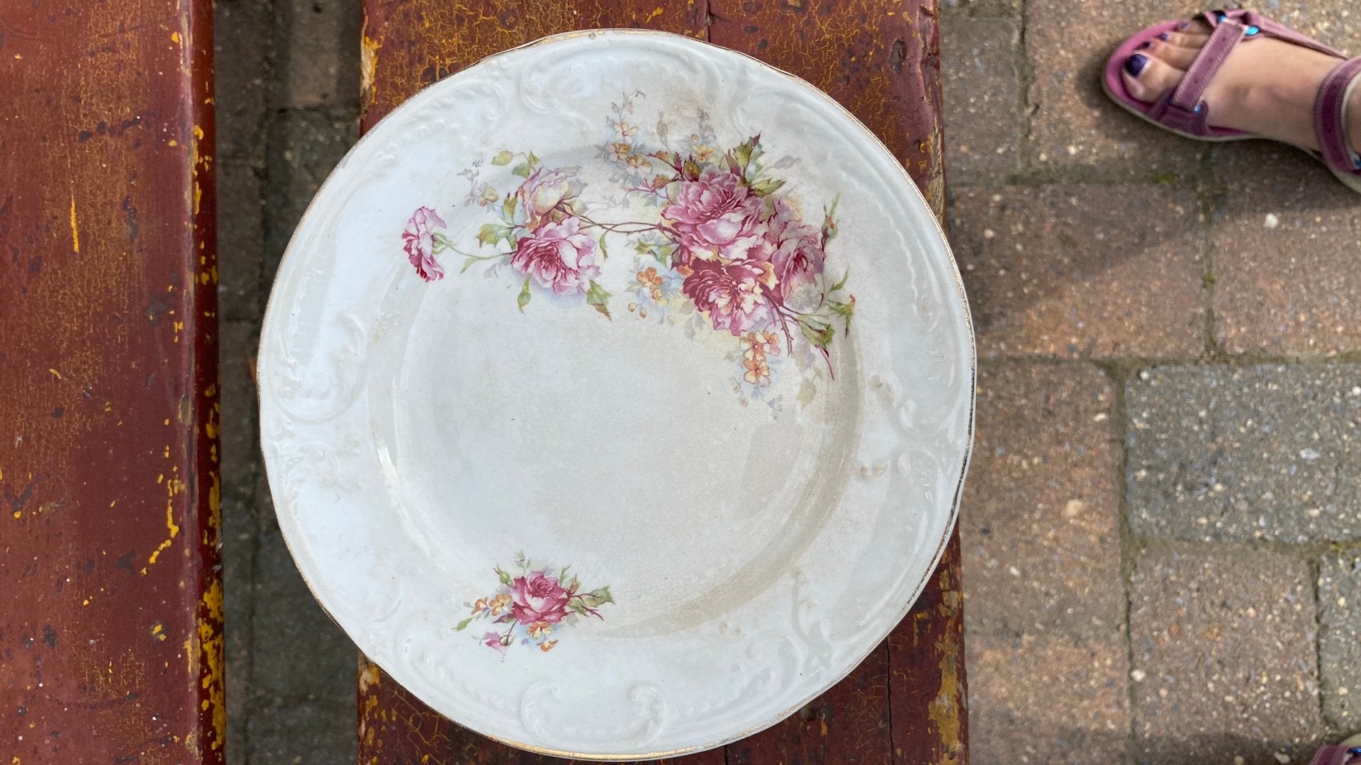 11 brocante beboterde gebaksbordjes., Ophalen of Verzenden
