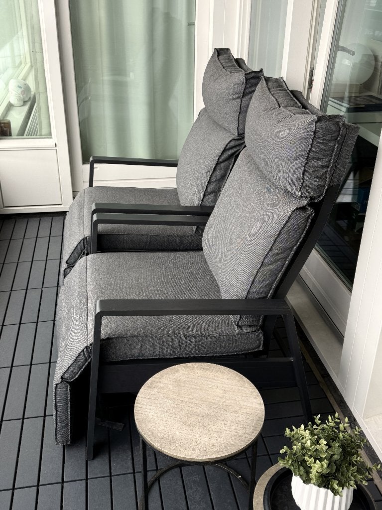 2x JUTLANDIA VONGE verstelbare loungestoel met kussens, Tuin en Terras, Ophalen, Gebruikt, Aluminium, Verstelbaar