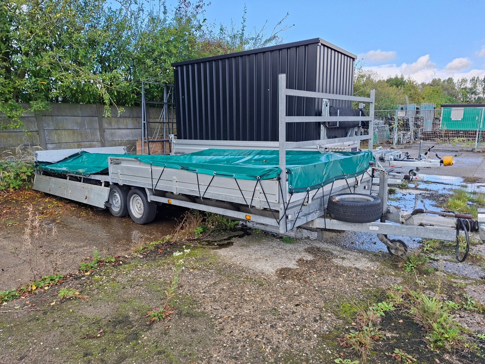 Hulco Medax 3-asser 620x211 plateauwagen met dekzeil, Ophalen, Gebruikt