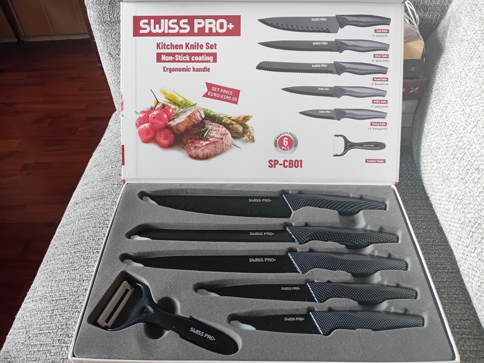 Swiss Pro+ Messenset - 6-delig met antiaanbaklaag, Overige typen, Nieuw, Ophalen of Verzenden, Zwart