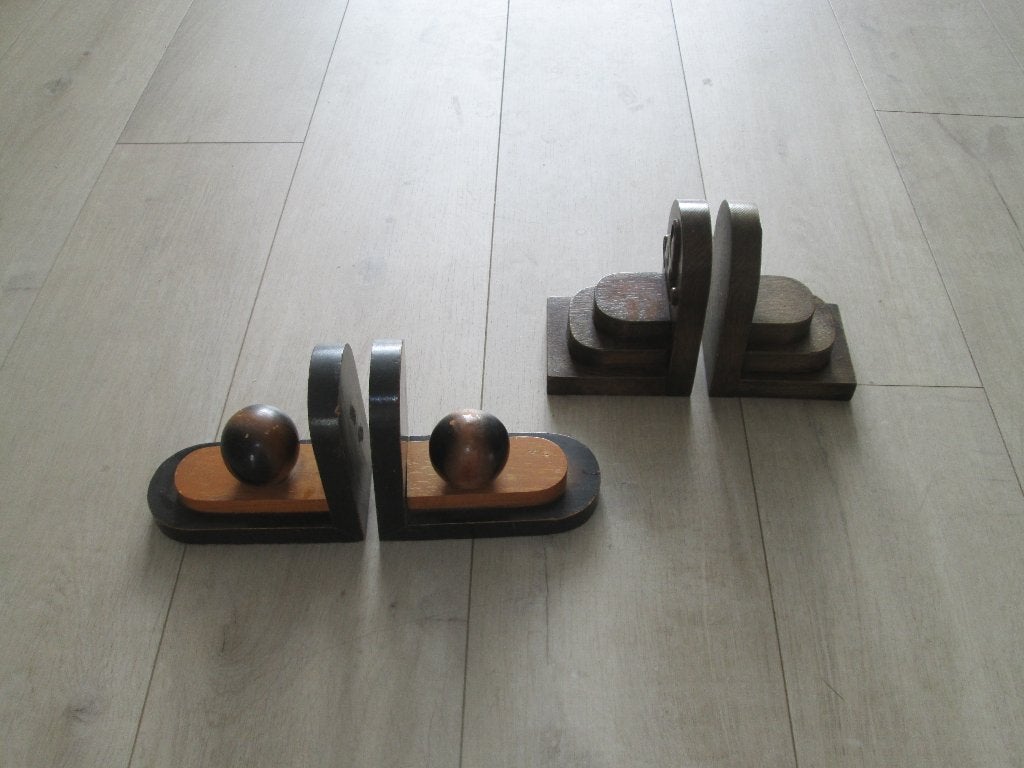 vintage houten boekensteunen Art Deco Amsterdamse school, Antiek en Kunst, Ophalen of Verzenden