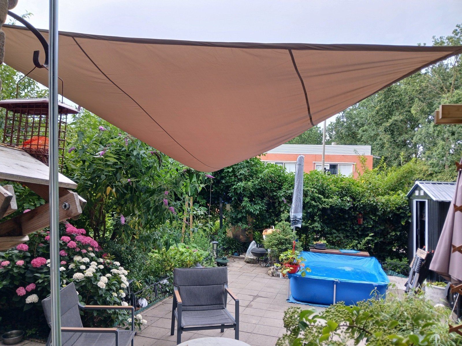 Nieuw Sunfighters Schaduwdoek Taupe 4x5x5,4m Waterdicht, Ophalen, Nieuw