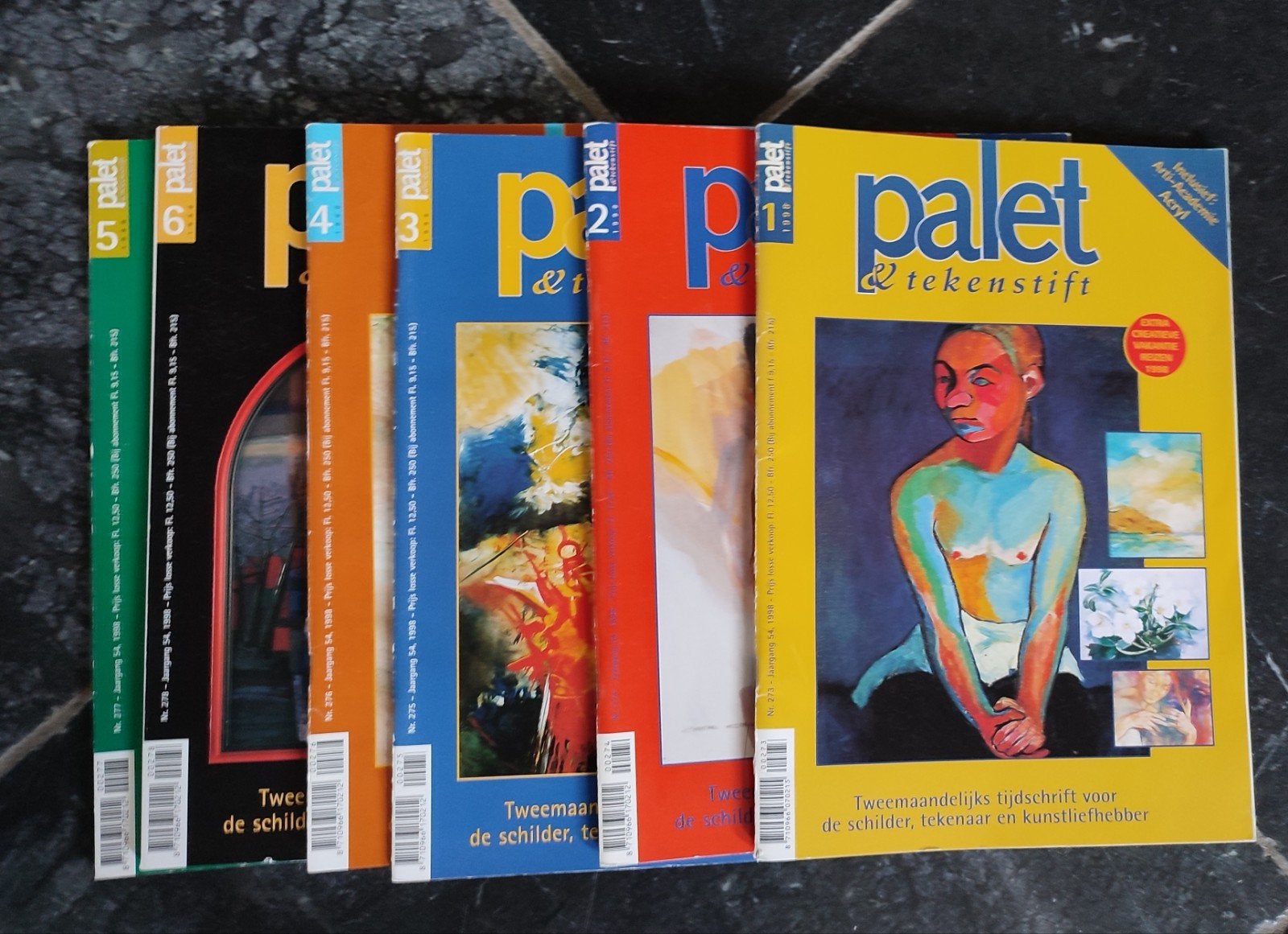 Palet en tekenstift - Complete jaargang 1998 (6 nummers), Ophalen of Verzenden, Gelezen, Overige typen