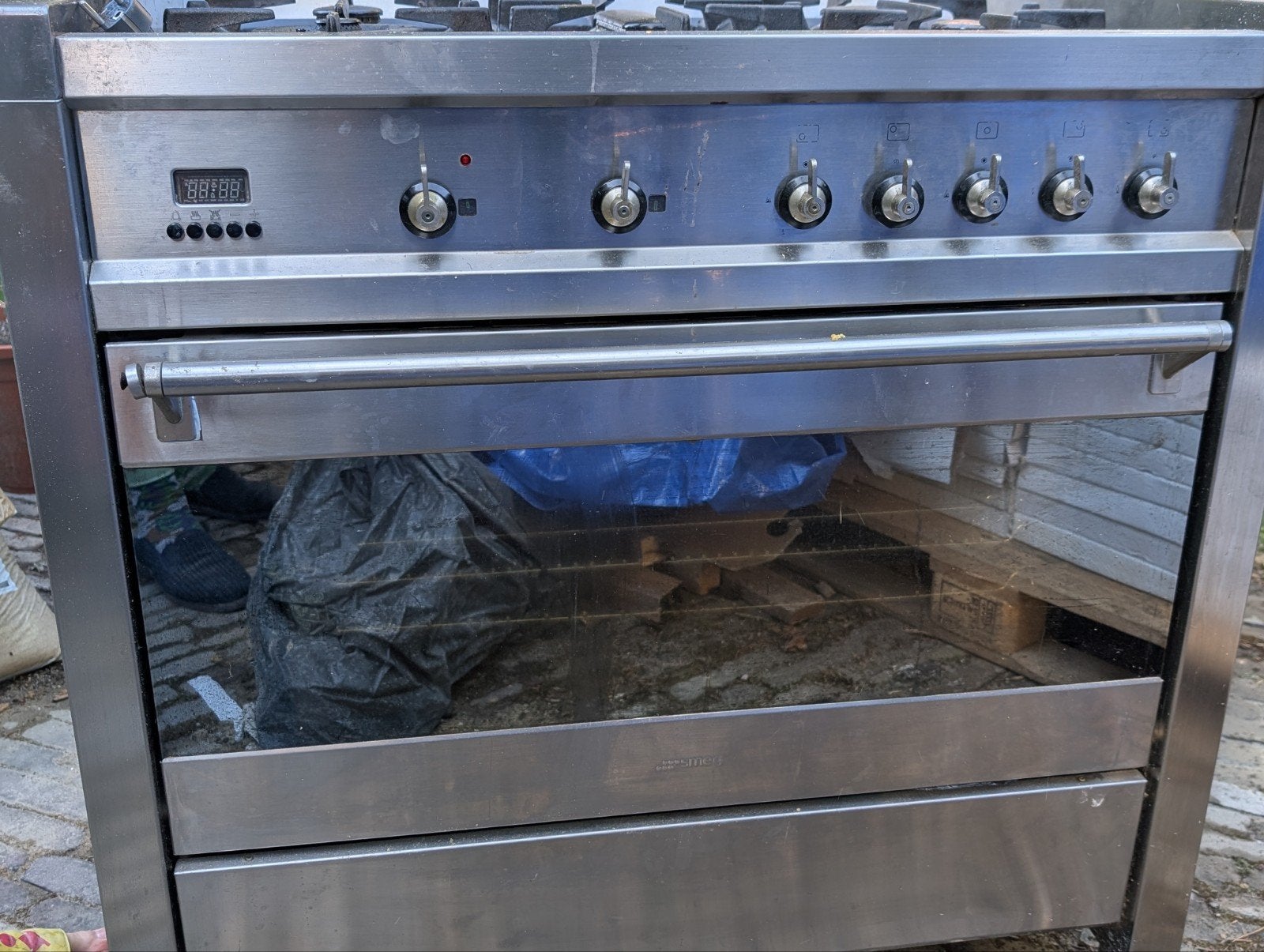 RVS SMEG Gasfornuis met Oven - Gebruikt, Witgoed en Apparatuur, Fornuizen, Ophalen, Gebruikt, 60 cm of meer, Gas