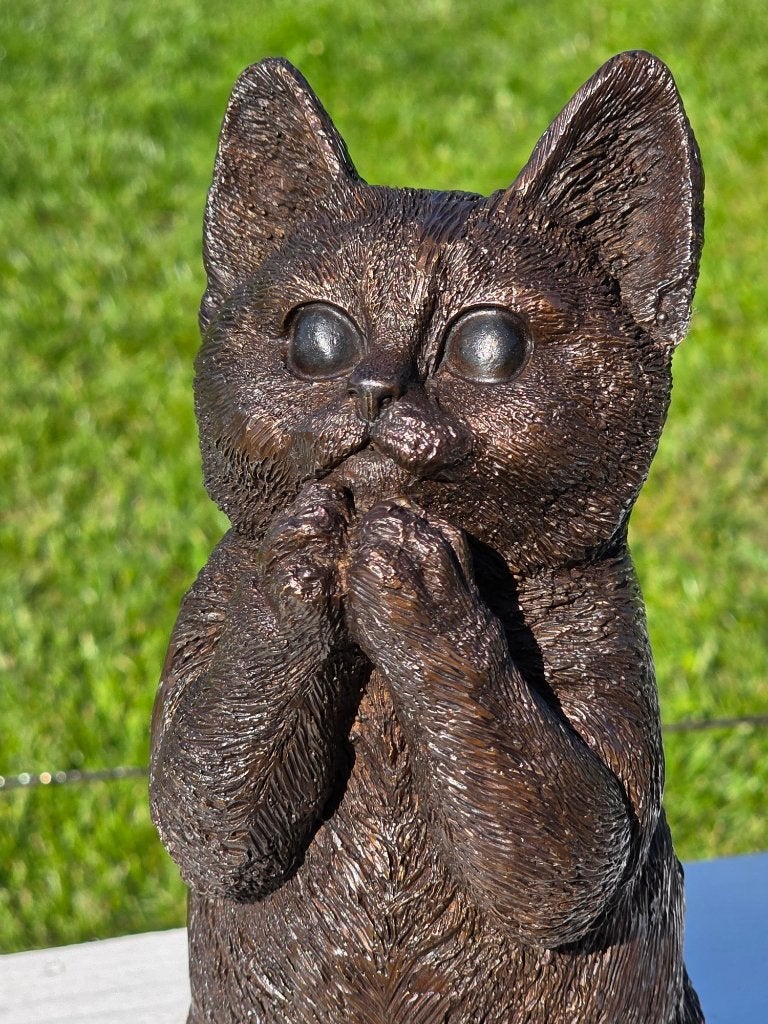 BRONZEN KAT / POES / KITTEN / TUINBEELD / BRONS, Ophalen of Verzenden, Nieuw, Hond of Kat, Beeldje of Figuurtje