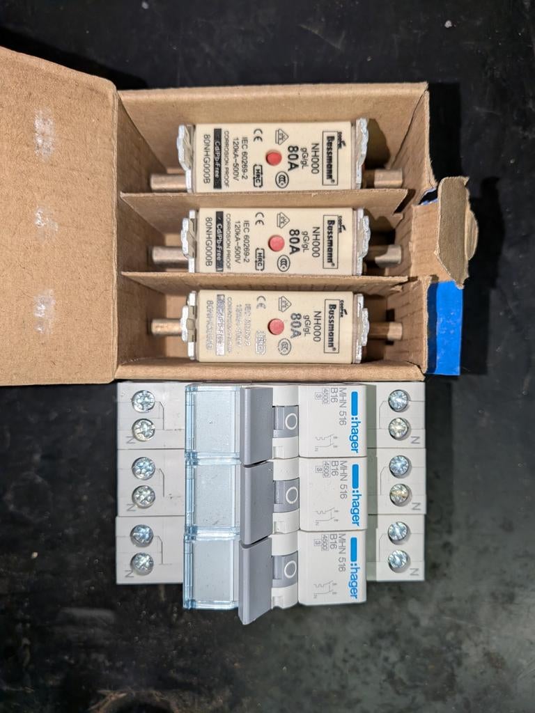 Hager 516 automaat + Bussmann 80A, Ophalen of Verzenden, Nieuw, Overige typen