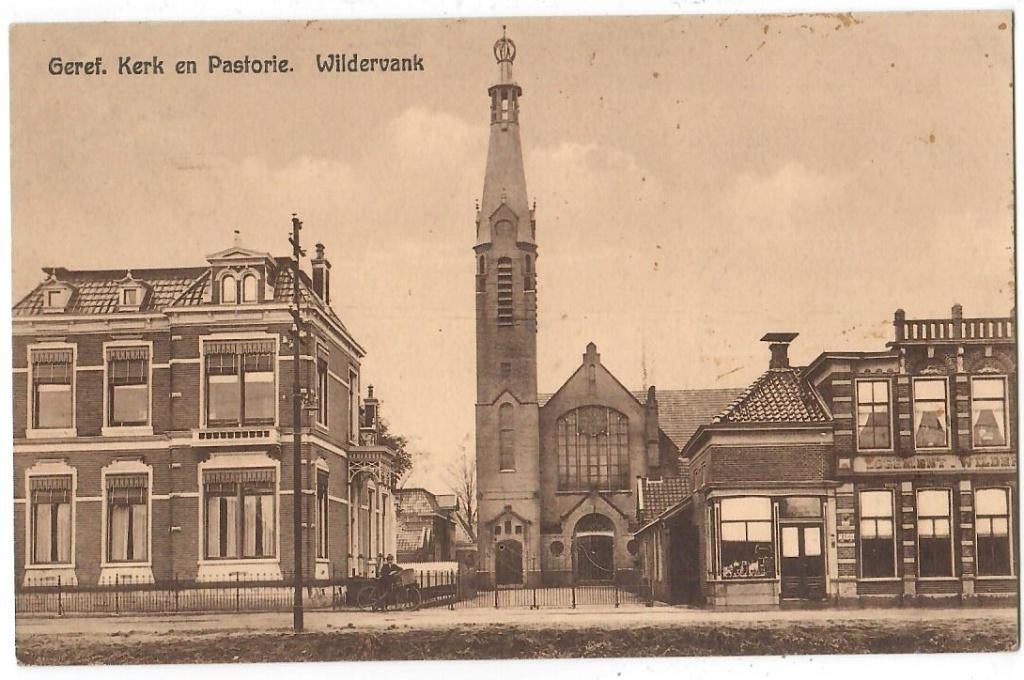 Wildervank - Geref. Kerk en Pastorie, Verzenden, 1920 tot 1940, Gelopen, Groningen