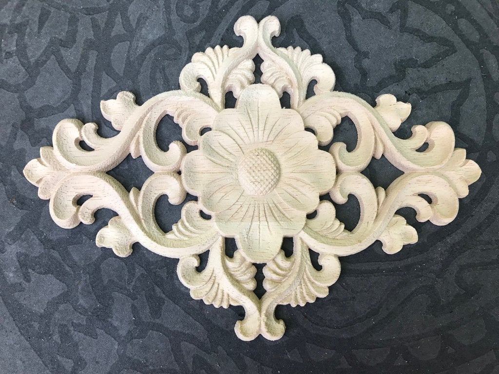 Brocant houtsnijwerk ornament applique bloem sierlijk, Brocante, Nieuw, Ophalen of Verzenden, https://verburgtvintage.nl/#contact