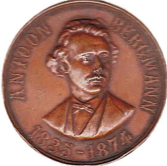 ANTOON BERGMANN 1835 - 1874 INHULDIGING VAN HET TONY 11 SEPT, Postzegels en Munten, Penningen en Medailles, Ophalen of Verzenden