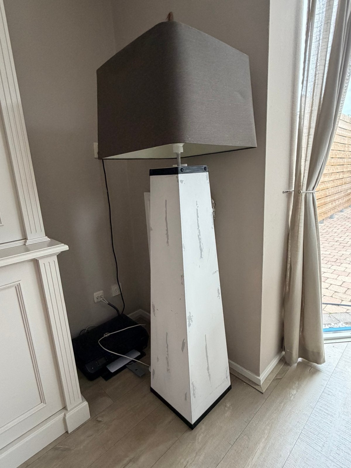 Staande lamp, type meerpaal., Huis en Inrichting, Ophalen, Gebruikt, E27 (groot), Landelijk