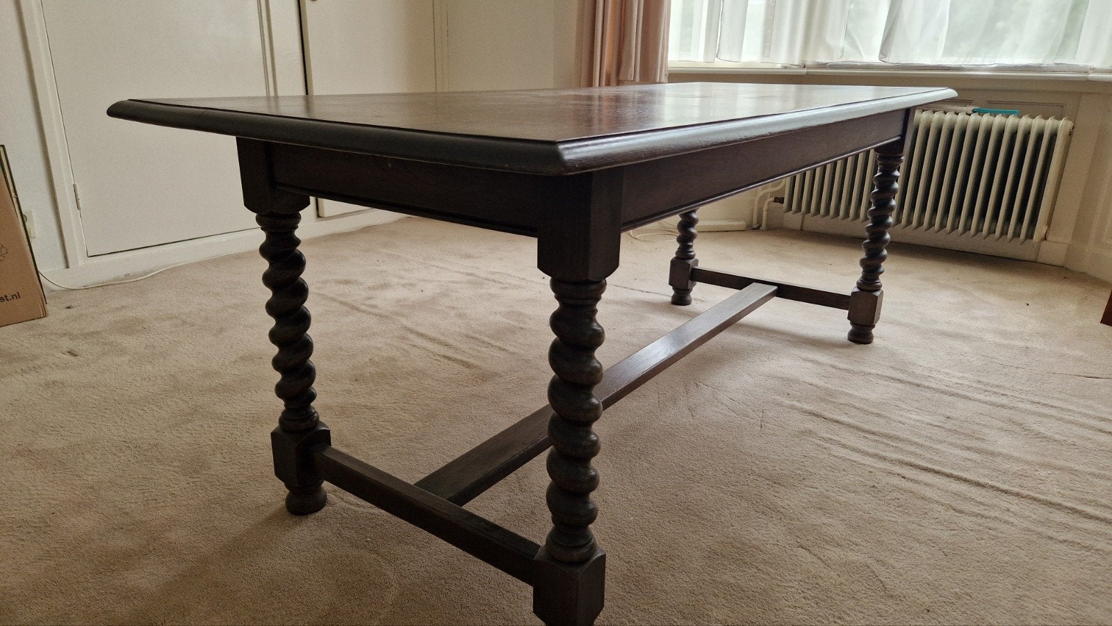 Antieke Engelse Eettafel met Gedraaide Poten - 195x80x75cm, Ophalen of Verzenden