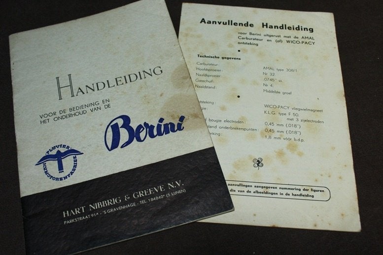 Berini EI M13 hulpmotor handleiding, Ophalen of Verzenden, Gebruikt