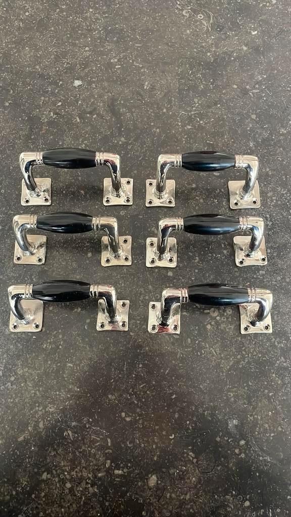 3xset NieuwRETRO Schuifraamgrepen TONmodel Nikkel raamgrepen, Verzamelen, Retro, Ophalen of Verzenden