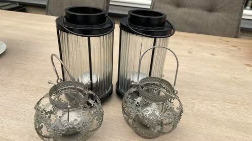 4X Mooie windlicht/lantaarn (voor kaarsen), Overige materialen, Windlicht, Ophalen of Verzenden, Zo goed als nieuw