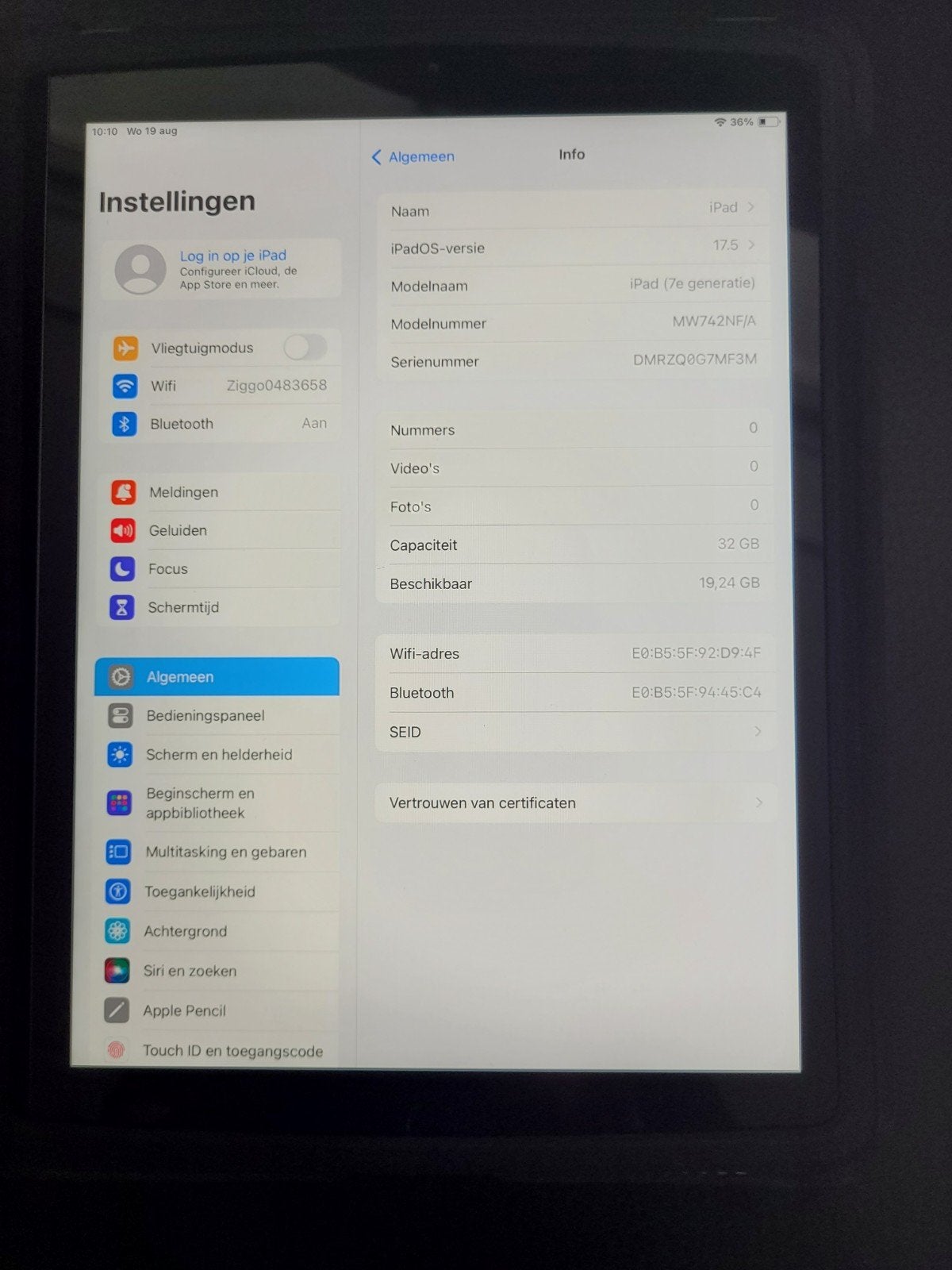 Apple iPad (7e generatie) grijs 32GB  - Zo goed als nieuw, Computers en Software, Apple iPads, 10 inch, 32 GB, Apple iPad, Ophalen of Verzenden