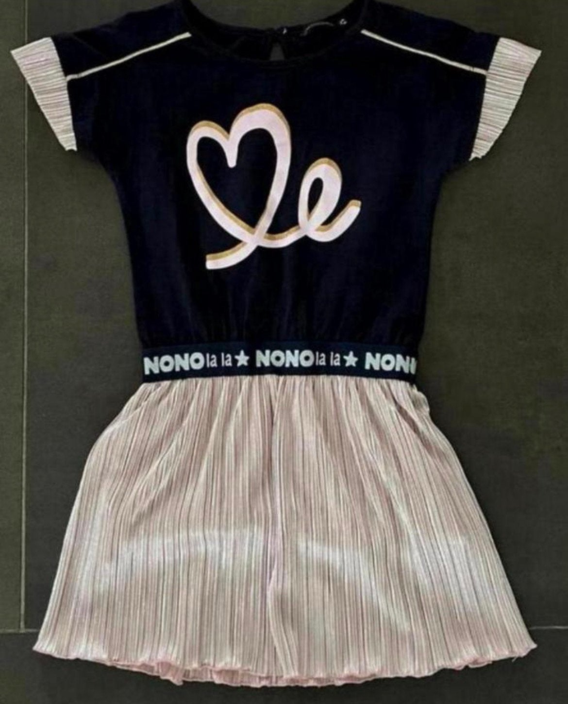 Nono jurkje donkerblauw/lichtroze, maat 110 te koop zgan, Ophalen of Verzenden, Zo goed als nieuw, Meisje, Jurk of Rok