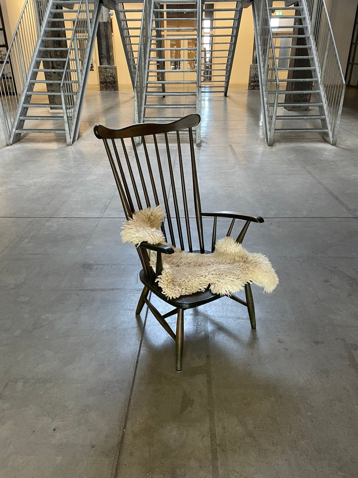 Vintage spijlen fauteuil jaren 70, Ophalen, ., 2de hands, 75 tot 100 cm