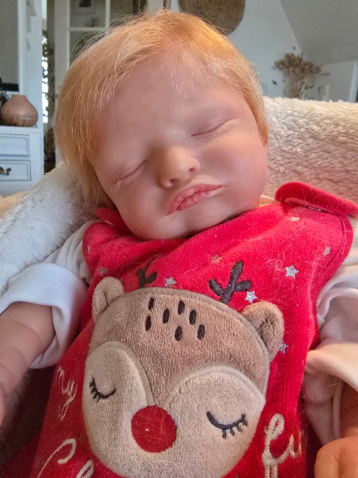 Reborn babypop Rosalie van Olga Auer, Ophalen of Verzenden, Zo goed als nieuw, Babypop
