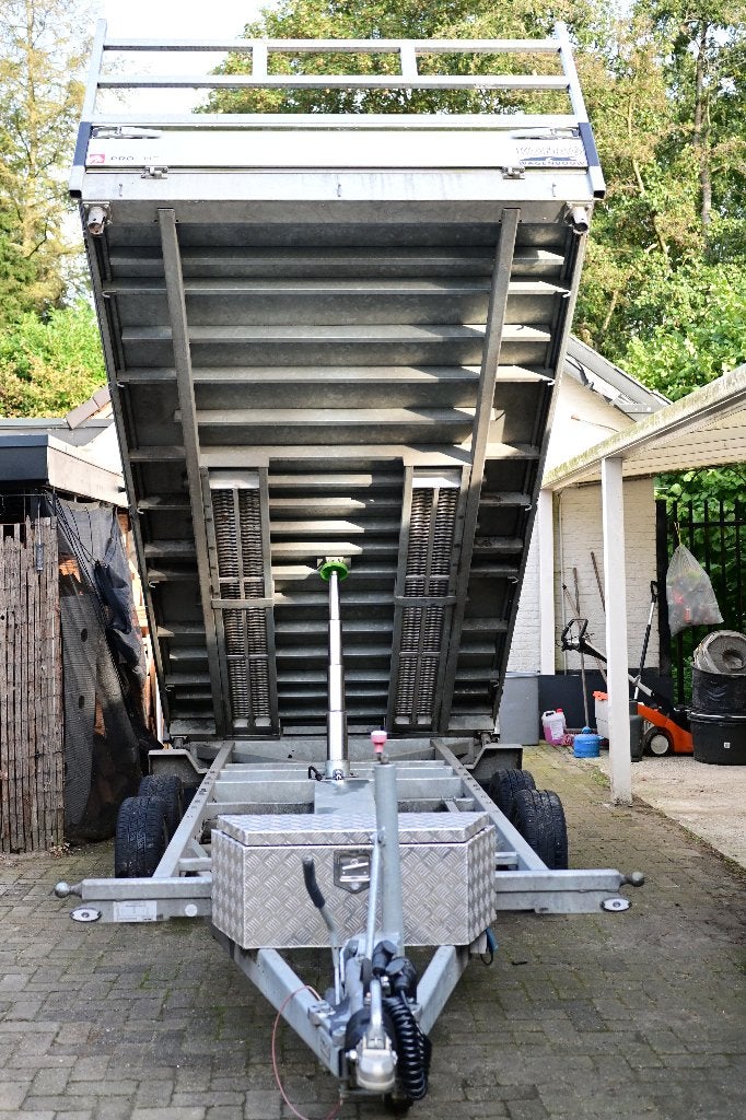 Kipbak AANHANGER met 3-zijdige hydraulische kiepfunctie., Ophalen, Gebruikt