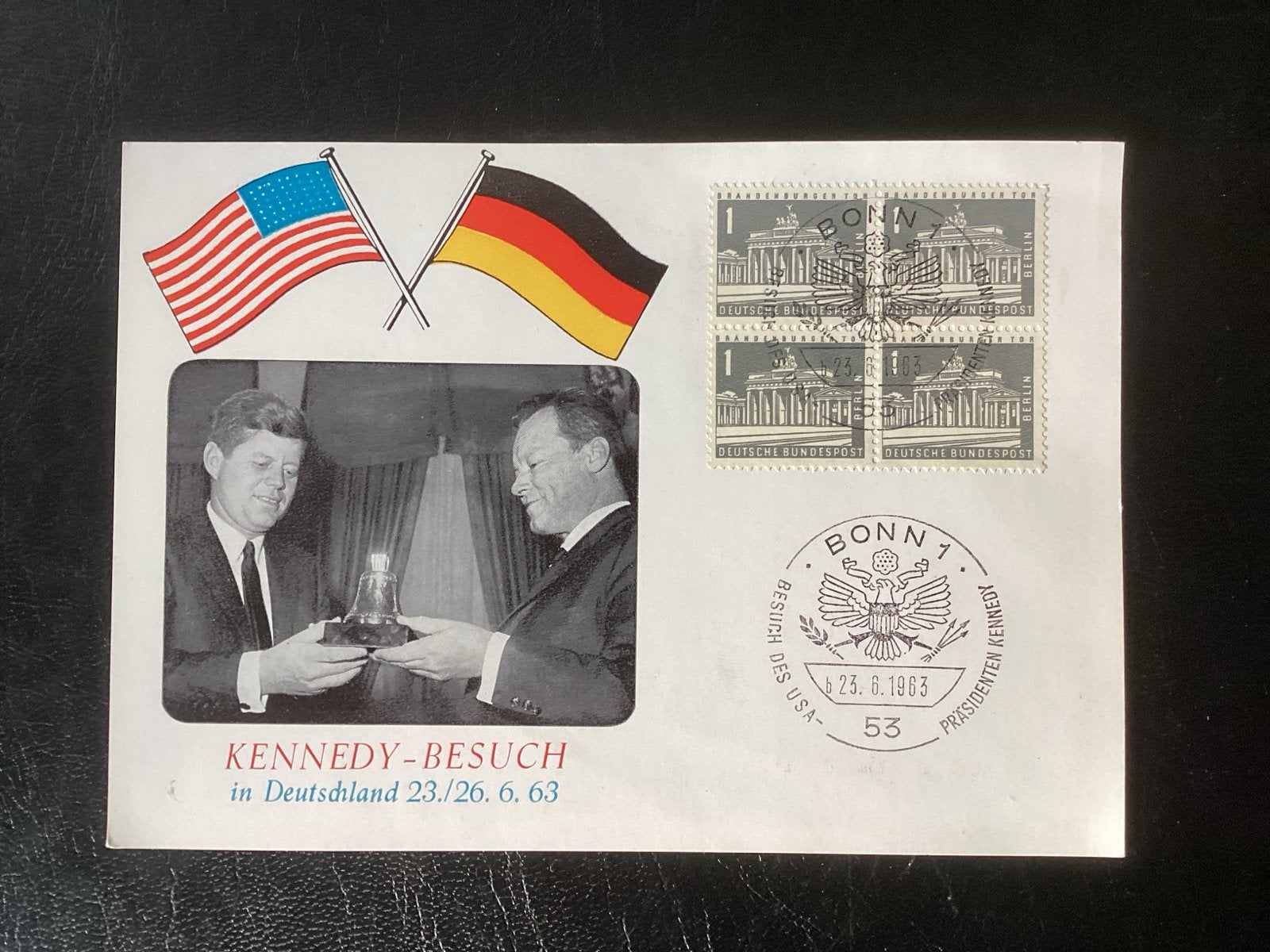 Kennedy-Bezoek Duitsland 1963 Eerste Dag Cover, Ophalen of Verzenden, Beschreven, Europa