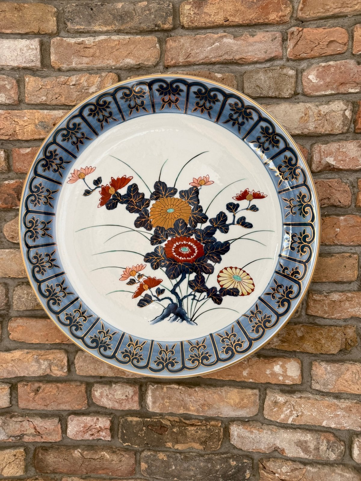 Grote Gold Imari Handgeschilderde Decoratieve Wandplaat, Ophalen