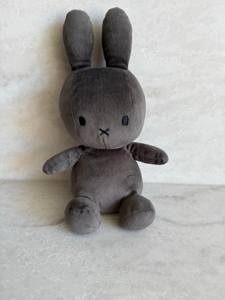 Bon Ton Toys Nijntje knuffel donkergrijs fluweel 23 cm, Overige merken, Grijs, Konijn, Nijntje