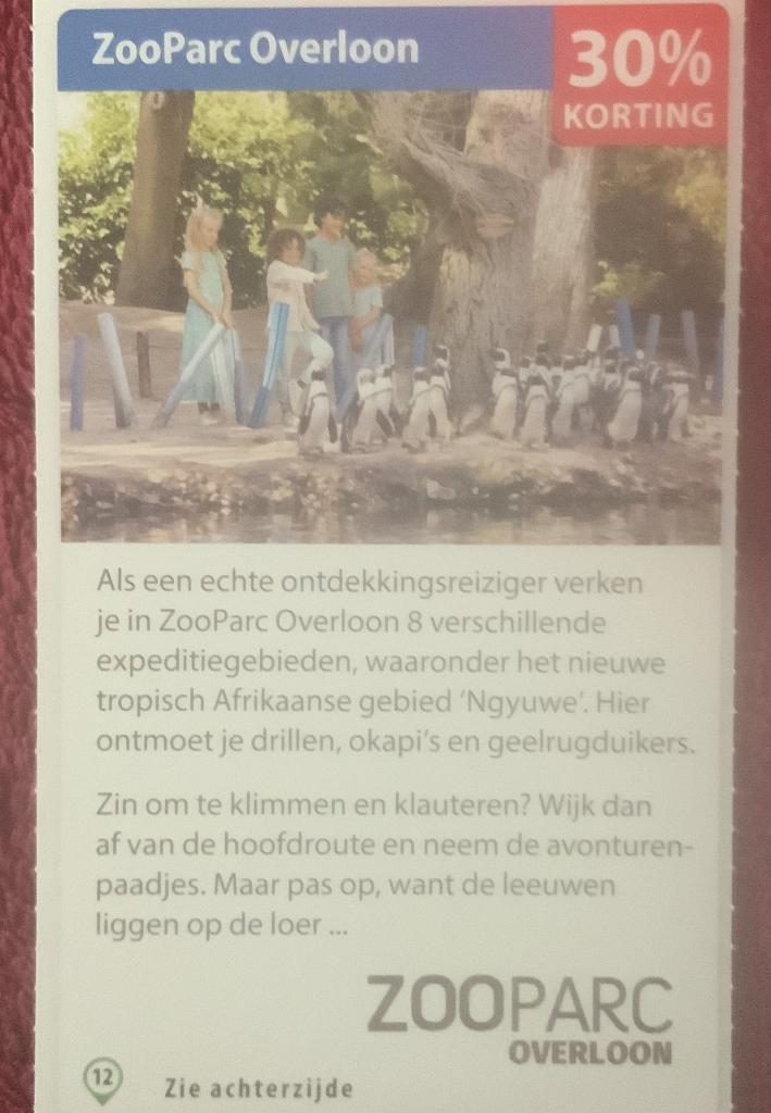 ZooParc Overloon Dierentuin Voordeelbon, Drie personen of meer, Dierentuinbon