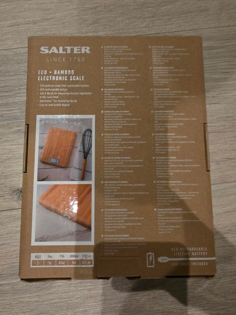 Salter Eco Bamboo Digitale Keukenweegschaal - Nieuw, Ophalen