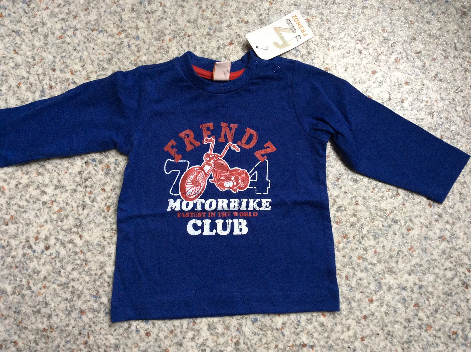 Frendz blauw motor shirt mt 86 NIEUW, Ophalen of Verzenden, Nieuw, Jongetje, Shirtje of Longsleeve