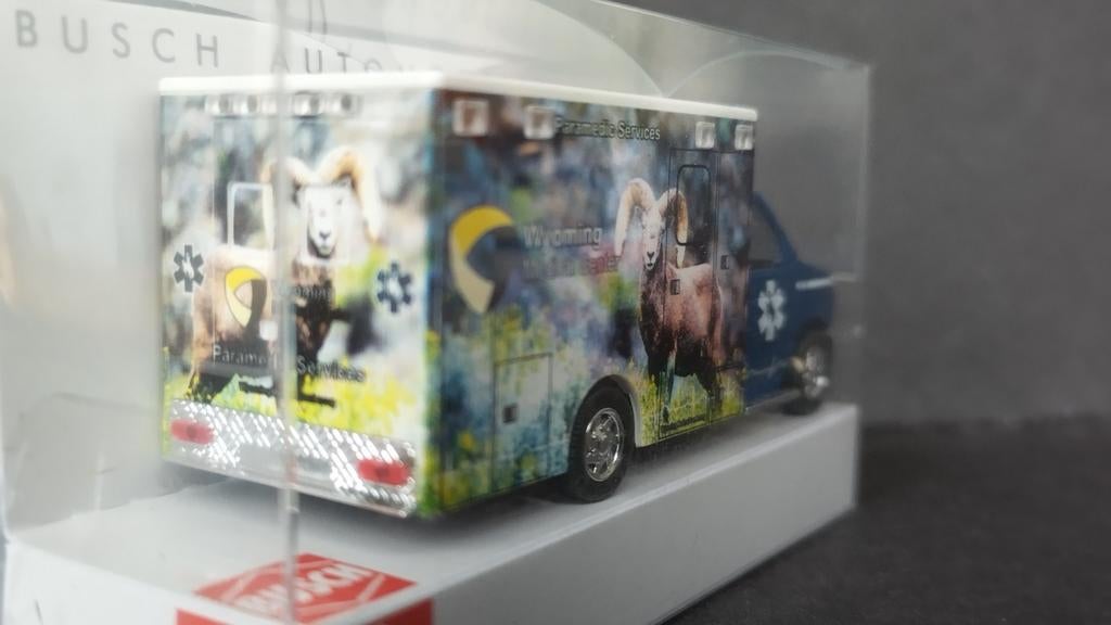 Ford E350 Ambulance Wyoming Bighorn Ram 1;87 Busch Pol, Overige merken, Auto, Verzenden, Busch Gmbh Co