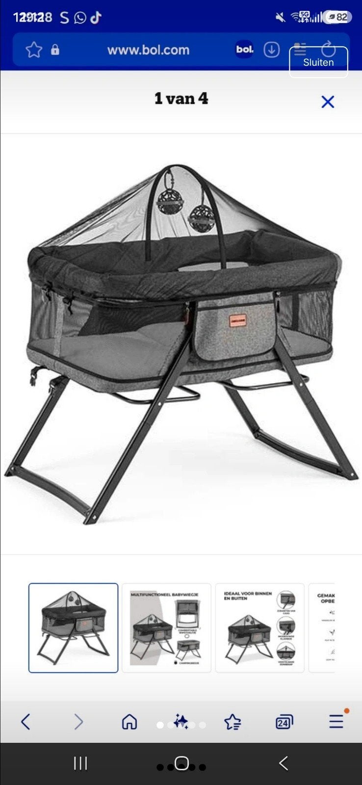 camping bedje, Kinderen en Baby's, Babywiegjes en Ledikanten, Ophalen, Reisbedje