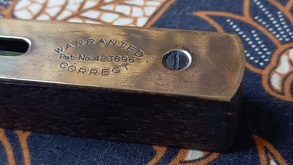 Antieke waterpas uit Engeland van mahoniehout en koper 1900., Ophalen of Verzenden