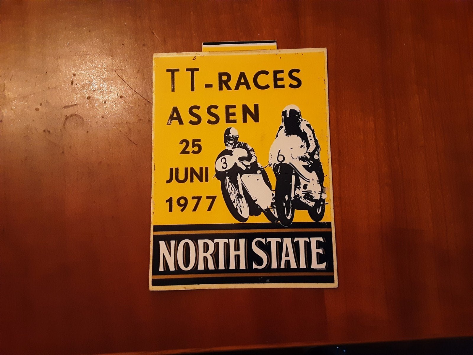 Sticker TT-races Assen 25 juni 1977 North State, Ophalen of Verzenden, Zo goed als nieuw, Sport