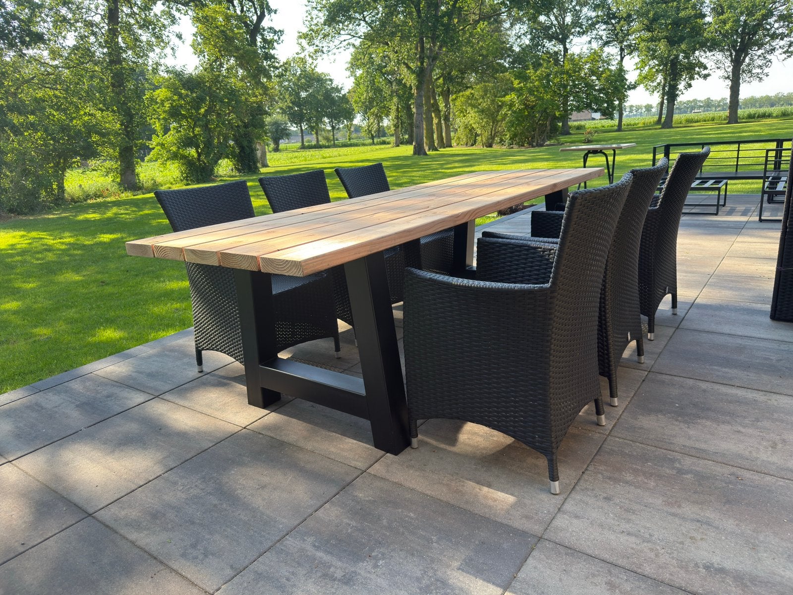 *NIEUW* Douglas tuintafel 250 x 90 cm | Stalen “A poot”., Ophalen of Verzenden, Nieuw, Rechthoekig, Hout