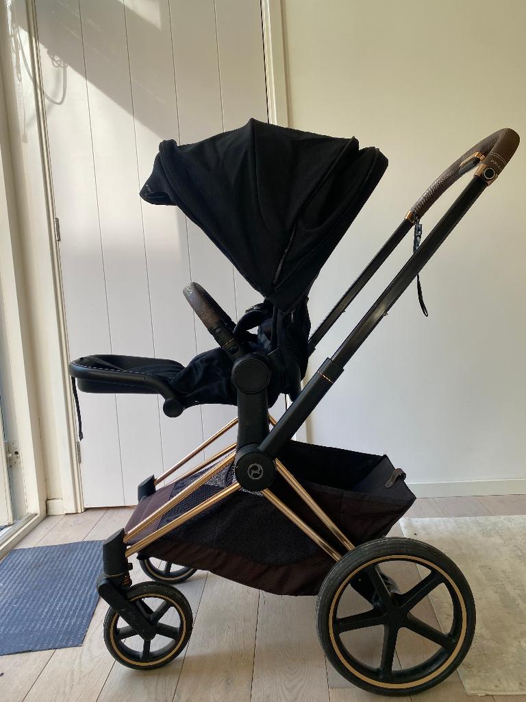 Cybex Priam Rose Gold Inclusief accessoires te koop, Gebruikt, Kinderwagen, Overige merken, Verstelbare duwstang