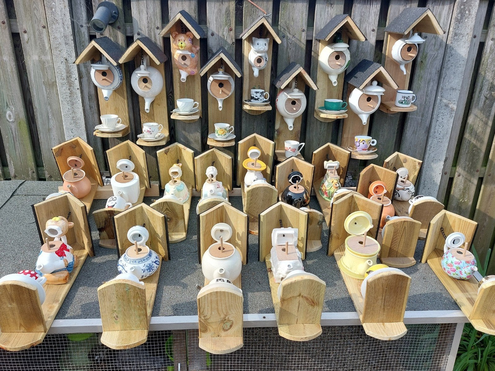 theepot vogelhuisjes, Ophalen
