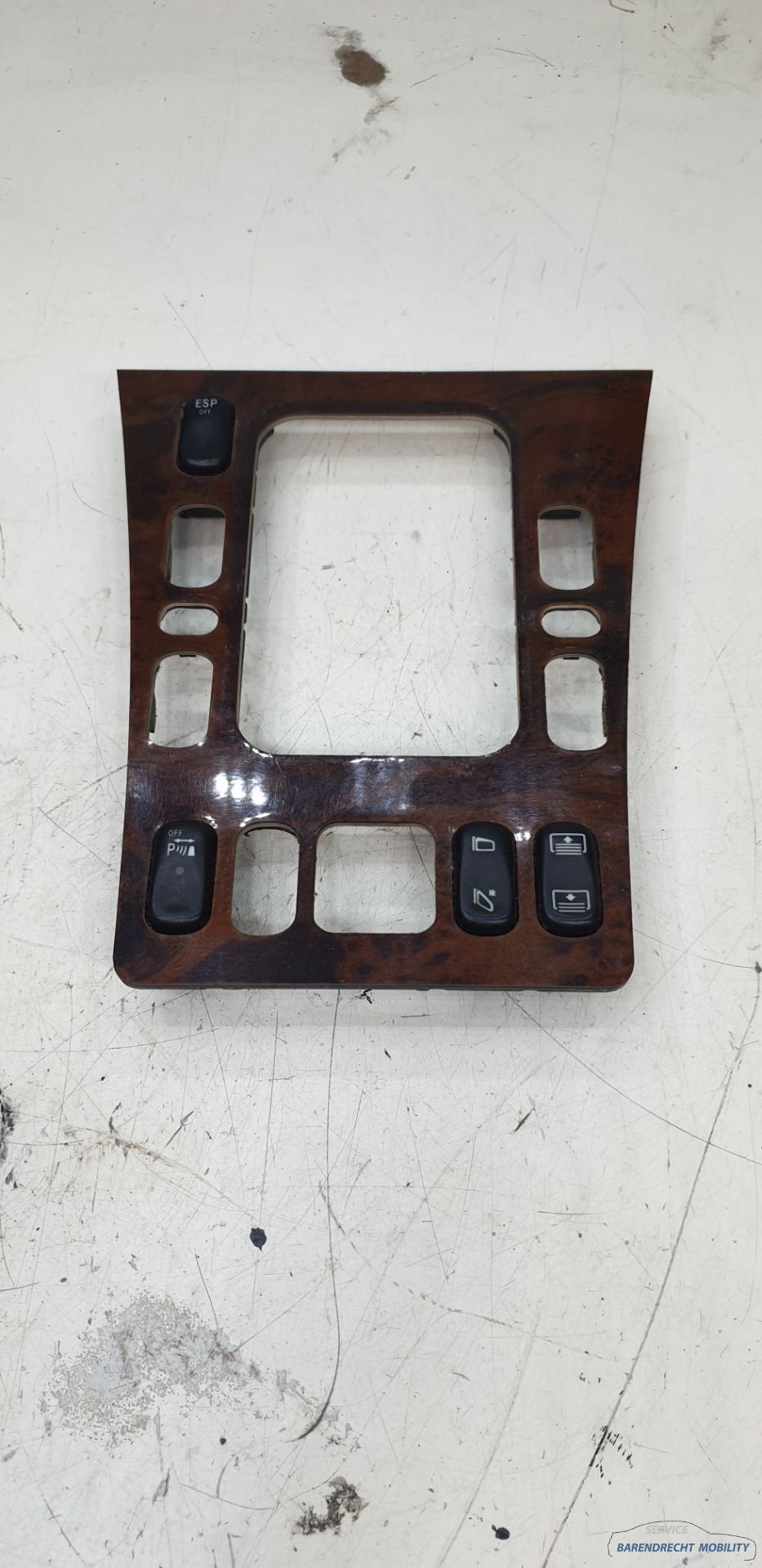 Hout inleg W210 Mercedes middenconsole pook raamschakelaars, Gebruikt, Mercedes-Benz AG, Mercedes-Benz, Ophalen of Verzenden