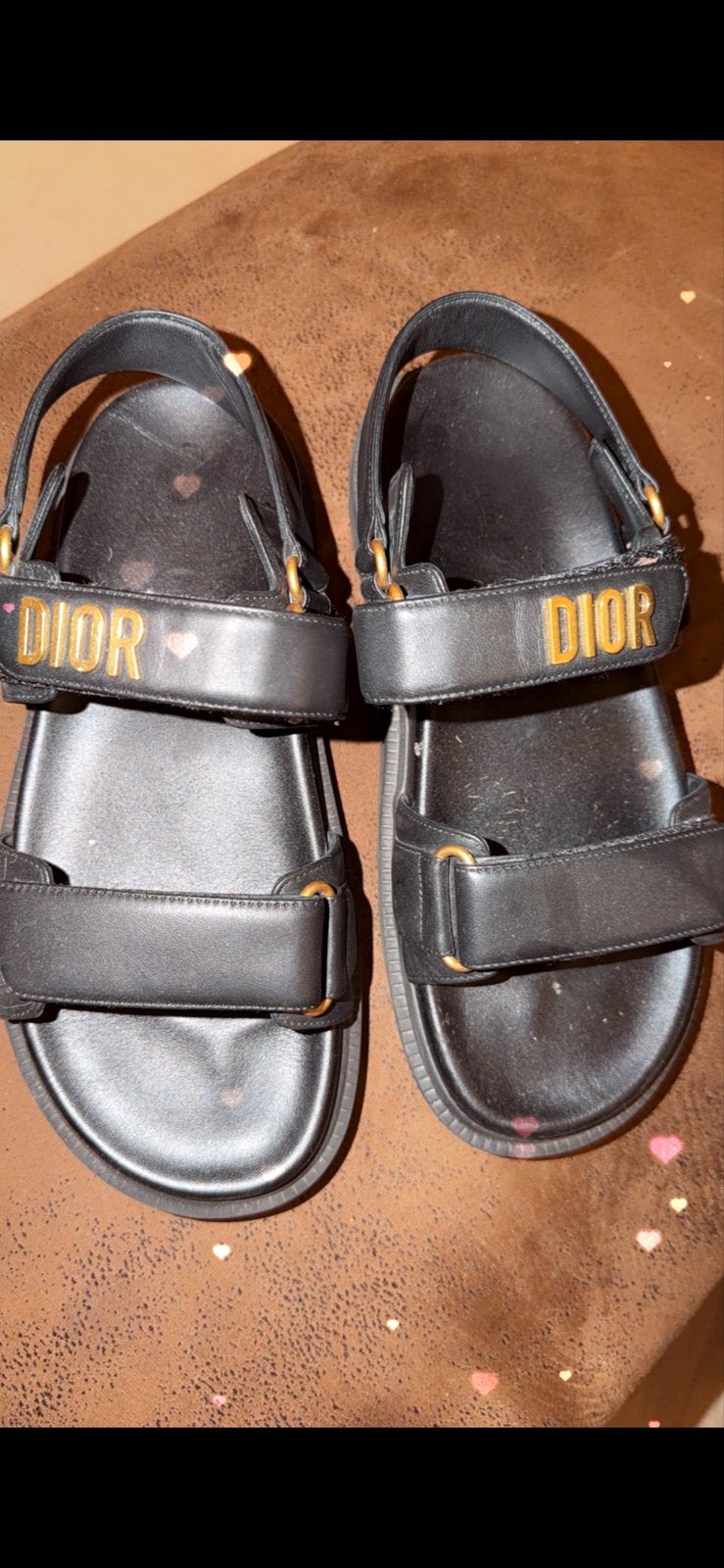 Dior sandalen zwart met gouden details, Ophalen of Verzenden, Gedragen, Zwart, Sandalen of Muiltjes