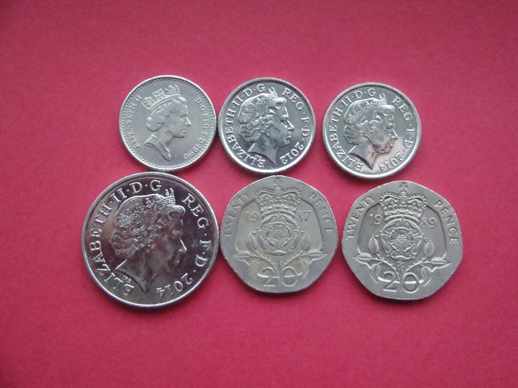 Engeland setje munten 5, 10 en 20 Pence 1987 / 2014., Verzenden, Overige landen, Setje