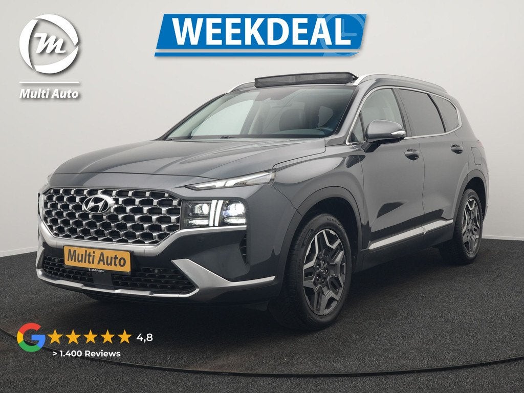 Hyundai Santa Fe 1.6 T-GDI Comfort Smart Sky PHEV 266pk Deal, Auto's, Hyundai, 1350 kg, Santa Fe, Gebruikt, Zwart