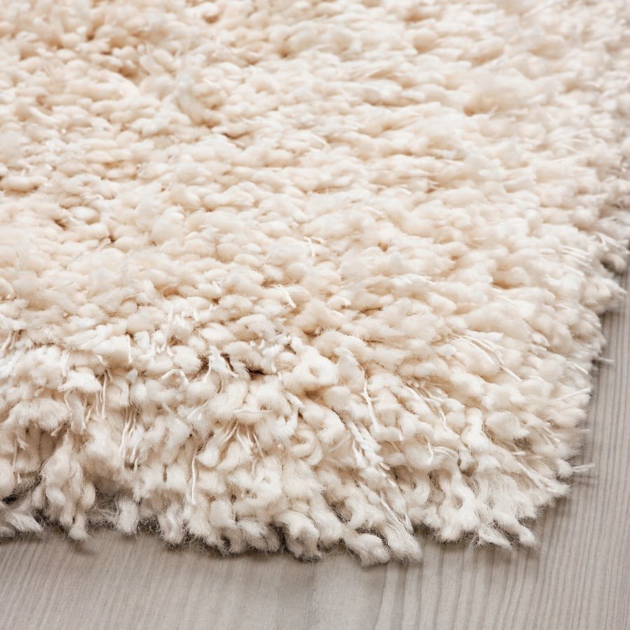 IKEA VOLLERSLEV vloerkleed 133x195 cm - Zacht en dik, Ophalen, Gebruikt, 100 tot 150 cm, Crème