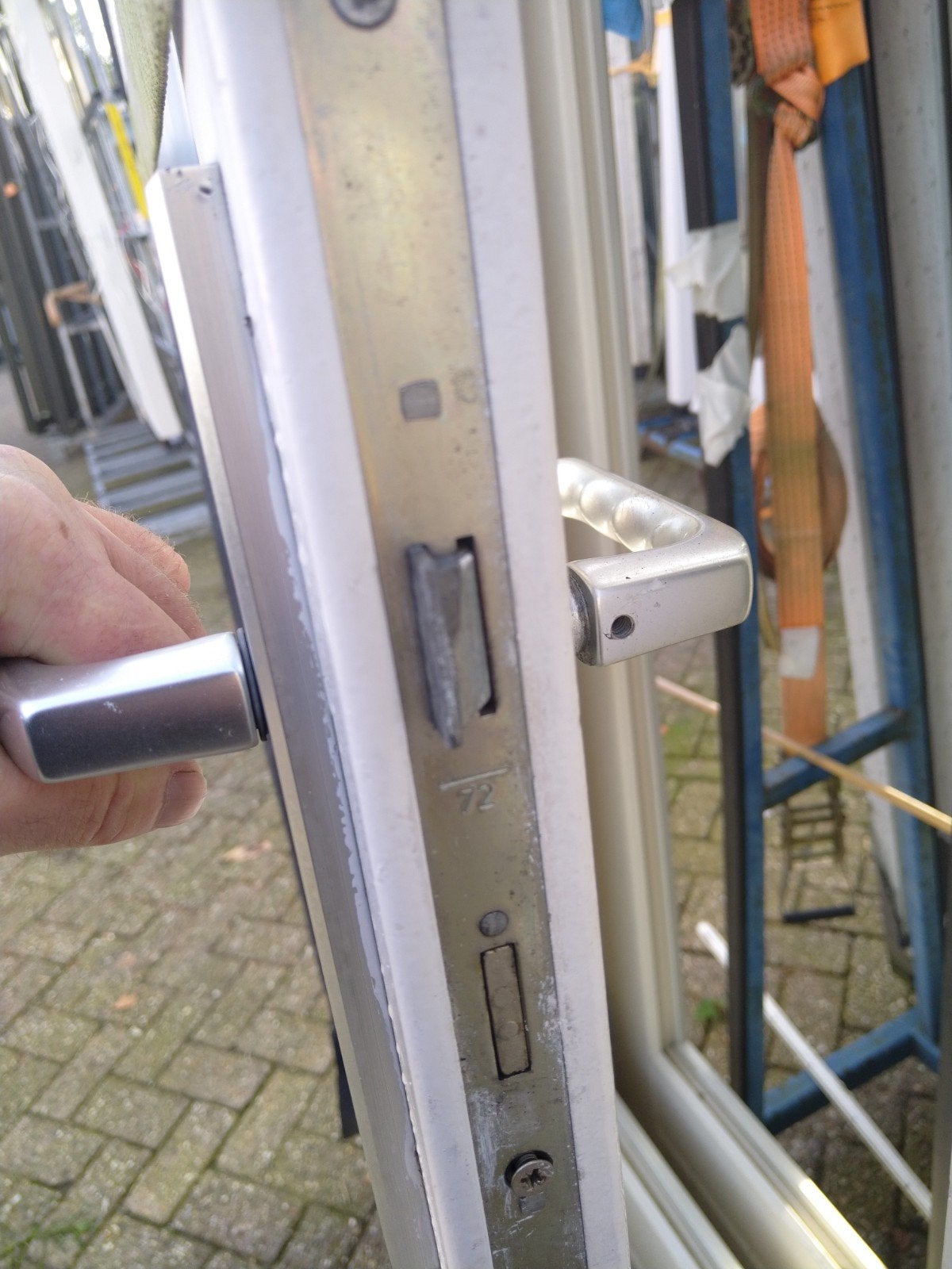 kozijn met dubbele tuindeuren en boven licht, Ophalen of Verzenden, Glas, 120 cm of meer, 215 cm of meer