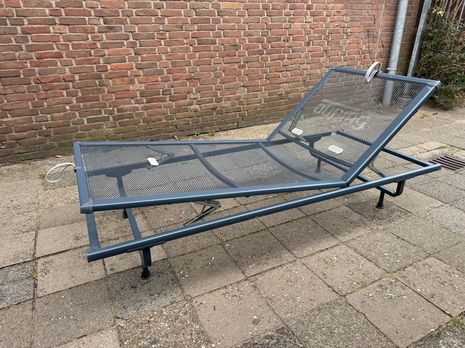 Auping spiraalbodem 90x210cm donkerblauw en losse poten, Ophalen, 90 cm, Eenpersoons, Blauw