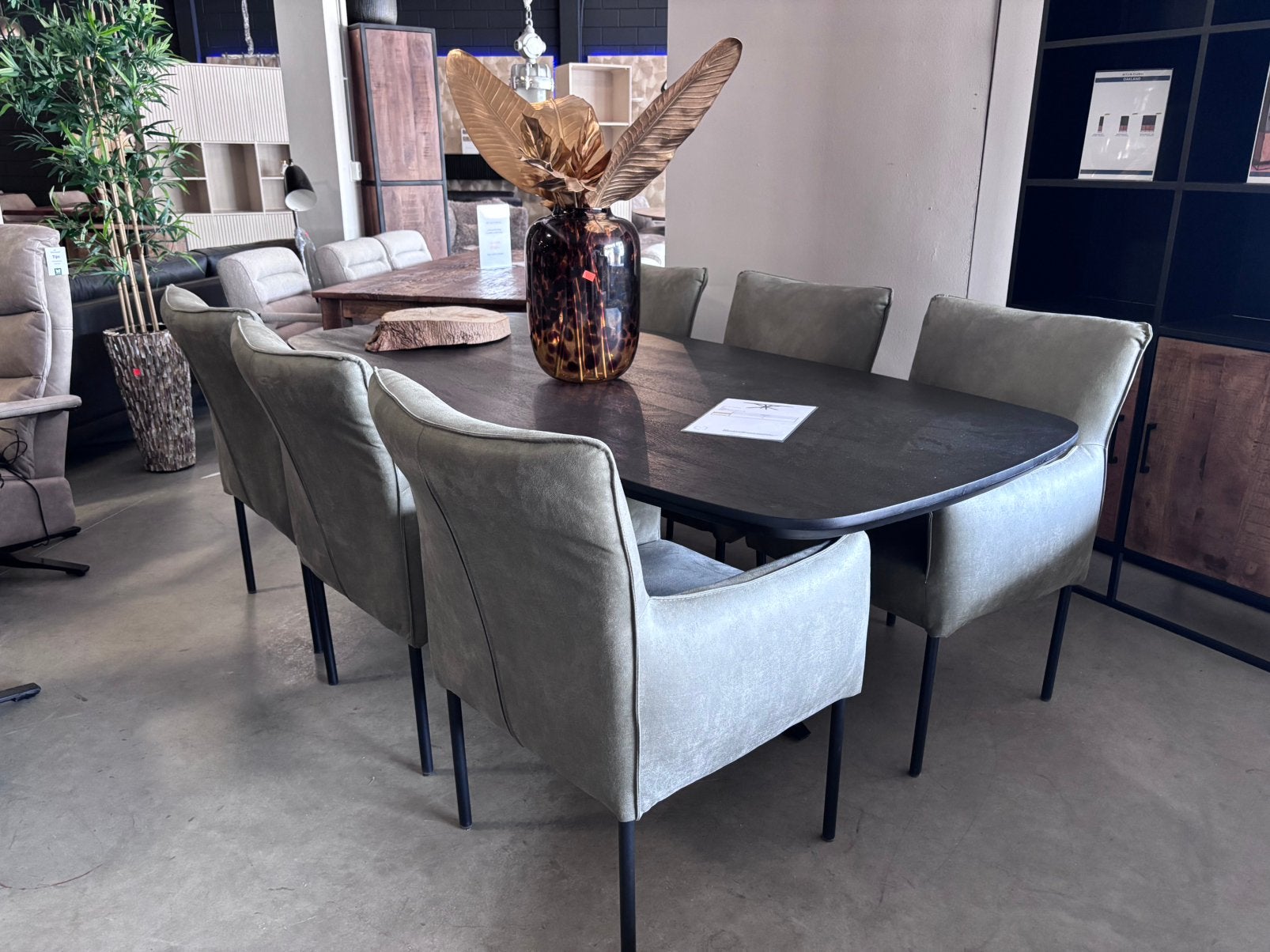 Set van 6 luxe XL eetkamerstoelen groen/gtijs, Ophalen, Zo goed als nieuw, Overige kleuren, Vijf, Zes of meer stoelen