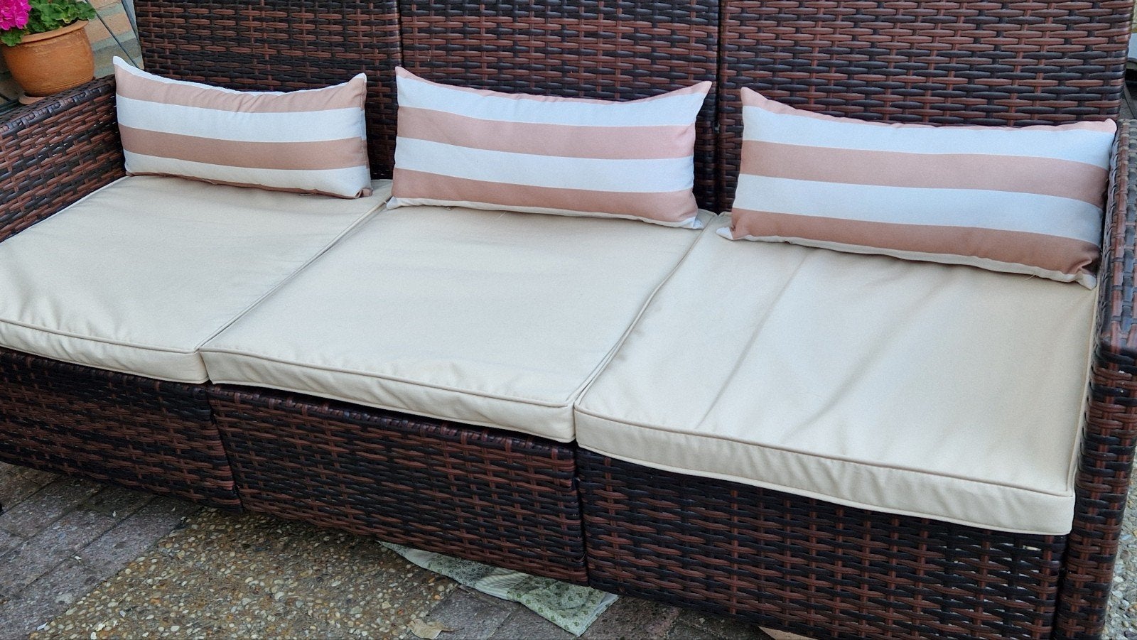 rotan(rattan) 3-zits bankje, Ophalen, Zo goed als nieuw, Kunststof