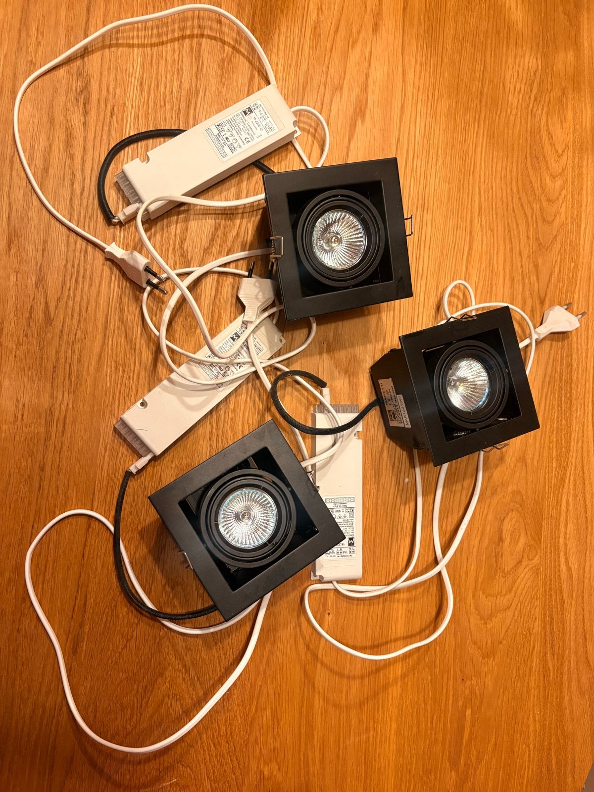 3x LED Inbouwspots vierkant zwart maretti met transformator, Huis en Inrichting, Lampen | Spots, Ophalen, Gebruikt, Overige merken