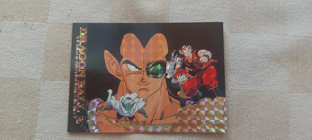 dragonball z kaart glitter Raditz Goku Gohan Piccolo, Ophalen of Verzenden, Zo goed als nieuw, Losse kaart