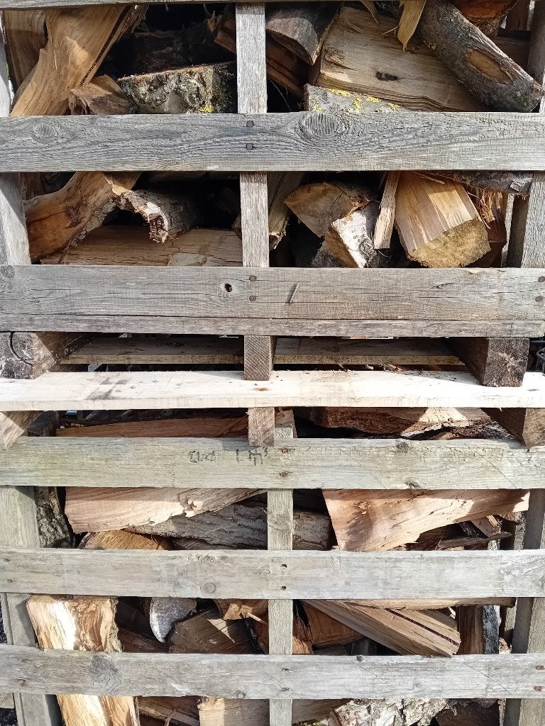 Gemengd fruithout – €120 per m³, Tuin en Terras, Haardhout, Minder dan 3 m³, Ophalen of Verzenden, Overige houtsoorten, Blokken